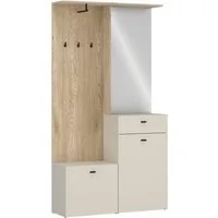 Home affaire Garderoben-Set ROMEA, Mit Spiegel, Schuhbank, Schuhkommode mit Schublade, Hutablage