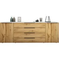 borchardt Möbel Sideboard Tom, moderne Kommode mit Metallgriffen, 200cm breit, 2 Türen, 3 Schubfächer, Metallgriffe anthrazit
