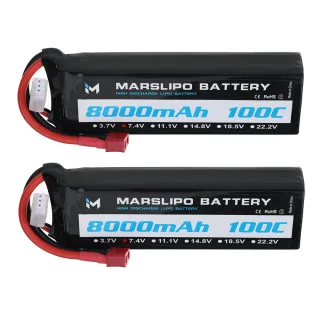 MARSLIPO 7.4V 8000mAh 100C 2S Lipo Battery T Plug for RC Car