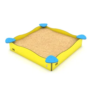 Öffentlicher Spielplatz-Sandkasten PRO Bobo für Kita & Schule - Robuste Stahl-Konstruktion mit 4 Sitzplatten für 11 Kinder wetterfest - Wickey
