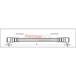 Metzger Bremsschlauch vorne rechts VW Transporter T3 1,6