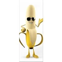 artissimo Glasbild Bild aus Glas 30x80 cm / Wandbild Küche Hochformat schmal, Küchenbild: Coole Banane mit Sonnenbrille in Gelb