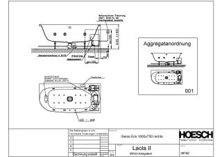 Hoesch Whirlwanne iSensi Eck 1600x750 rechts Laola II, Weiß/verchromt/Motor re 3976Z.010305001