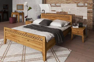 Schlafzimmerbett Bett Massivholzbett LENNES Nr.4 Eiche 160x220 cm