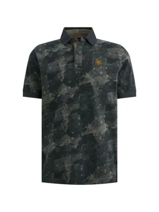 PME Legend - Bedruckter Kurzarm-Polo blau - Gr. - XL