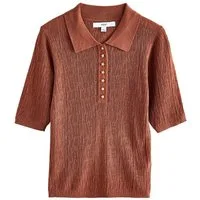 Next T-Shirt Strukturiertes Poloshirt mit Leinenanteil (1-tlg)