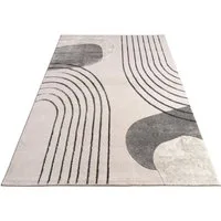 Paco Home Teppich Tuana 216, rechteckig, Höhe: 15 mm, Kurzflor, modernes Design, Regenbogen, Hoch-Tief Struktur, Scandi-Look