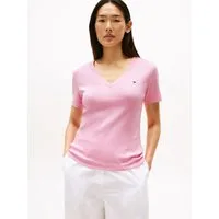 Tommy Hilfiger T-Shirt SLIM CODY V-NECK SHORT SLEEVE aus Baumwolle, Logostickerei, gestreift