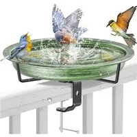 LuxusKollektion Vogeltränke Vogeltränke hängend Vintage Grün für Balkongeländer & Garten