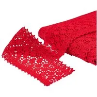 maDDma Spitzenband 1m / Meterware Klöppelspitze aus Baumwolle, Breite 63mm, rot