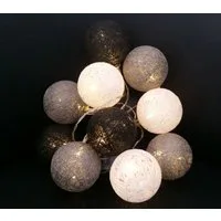 Spetebo LED-Girlande LED Lichterkette mit 10 Raphia Kugeln - ca. 165 cm, 10-flammig, Deko Beleuchtung mit Baumwollkugeln