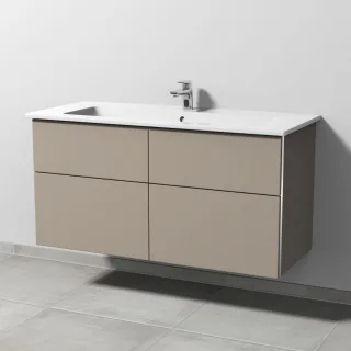 Sanipa 3way Keramik-Set Venticello Keramik-Waschtisch und Unterbau mit 4 Auszügen, Sandgrau-Matt BS32767