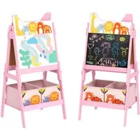 AIYAPLAY Tafel 2-in-1,doppelseitig, mit Kreidetafel, Whiteboard, Aufbewahrungsboxen, (Kinder Staffelei, 1-tlg., Kindertafel), für Kinder 3-8 Jahre, Rosa