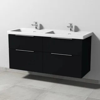 Sanipa 3way Waschtischunterbau zu Villeroy & Boch Subway 3.0 Waschtisch mit 4 Auszügen, Schwarz-Matt UF85108