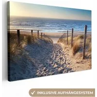 OneMillionCanvasses® Leinwandbild Sand - Strand - Düne - Meer - Sommer, Fotodruck (1 St), Leinwand Bilder Klein, Wand Dekoration Aesthetic 30x20 cm