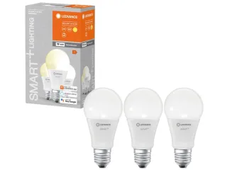 LEDVANCE LED-Lampe SMART+ WiFi Classic, A60, E27, EEK: F, 9,5 W, 1055 lm, 2700 K, Smart, 3 Stück