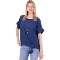 malito more than fashion Blusenshirt malito Damen Blusenshirt 10508 mit Bindeknoten und Kette Einheitsgröße