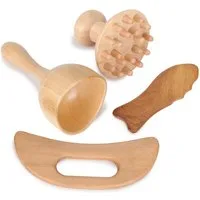 Habys Massageliege Holz-Massagewerkzeug-Set 4-teilig für Maderotherapie & Lymphdrainage