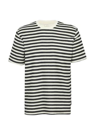 Q/S designed by - Gestreiftes T-Shirt aus Sweat-Material weiß/schwarz - Gr. - M