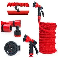 Grafner Gartenschlauch Gartenschlauch dehnbar flexibel 30 m rot inkl Multifunktionsbrause, dehnbar, (1 St), Arbeitsdruck: max. 8 bar