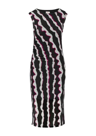 s.Oliver Red Label - Mesh-Kleid mit seitlicher Raffung schwarz - Gr. - 36