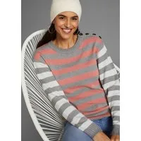 Laura Scott Strickpullover in trendy Streifenmuster mit Knopfleiste