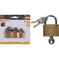 Koopman Vorhängeschloss Bügelschloss Messing- & Silberfarbend Sicherheit 3 Tlg. Set, (Set, 3-tlg., Packung), 3tlg Set, je Schloss 3 Schlüssel, 3 Größen, Messing, Diebstahlschutz