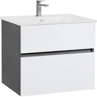 Home affaire Waschtisch Wisla, Waschplatz, Badezimmerschrank (Set, 2-St., Waschtisch mit Waschbecken), Badmöbel für Wandmontage mit Klappe, Schublade und Keramik Waschbecken