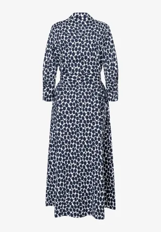 MORE & MORE - langes Hemdblusenkleid mit Tupfenprint blau - Gr. - 34