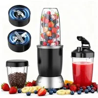 Teendow Standmixer BL916AB 3 in 1 Smoothie mixer, 1200W hochleistungsmixer, standmixer, 1200 W, 1.1L, 6 Klingen, Leicht zu tragen, Sicher, rutschfest