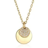Elli Kette mit Anhänger Plättchen Kristalle Elegant Silberfarben, Plättchen