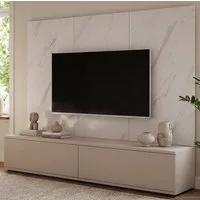 Inn.Furn Lowboard Charm (Set mit Wandpaneel in Kaschmir und Marmor Weiß, 2 St., Breite 180 cm), Push-To-Open und Soft-Close-Funktion