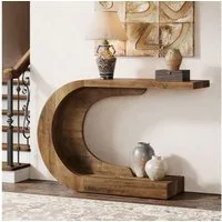 Tribesigns Konsolentisch Holz C-förmiger Flurtisch, 110 x 35cm Beistelltisch, Sofatisch