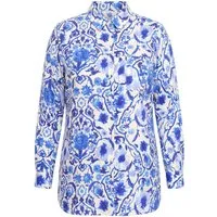 Ulla Popken Hemdbluse Hemdbluse Leinenmix Hemdkragen Langarm