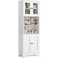 Yorbay Hochschrank Küchenschrank mit 2 Ablageböden und 4 Türen,Mehrzweckschrank (57,5 x 28,5x162,5cm) Vielseitiger Aufbewahrungsschrank für Bad, Küche & Wohnzimmer