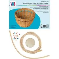 VBS Bastelband Korb mit Holzperlen, 16 x 10 x 7 cm