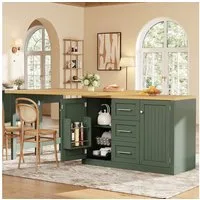Celya Kücheninsel mit ausziehbarer Esstischplatte,wandelbare Theke, (Snackregal, Magnetverschluss und große Schubladen, modernes Design), Ideal für für Küche, Essbereich oder offene Wohnräume