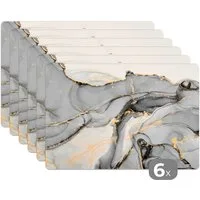 MuchoWow Platzset Marmor - Gold - Grau, (6-St), Platzsets, Tischset, Abwaschbar, Tischsets, Platzdeckchen