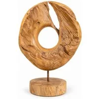 FaHome Skulptur Teakholz Skulptur in Ringform aus Wurzelholz mit natürlicher Maserung