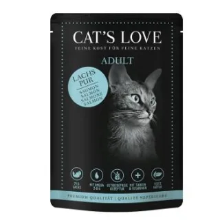 CAT'S LOVE Nassfutter Katze Adult in Gelee Lachs pur mit Distelöl und Petersilie 24x85 g