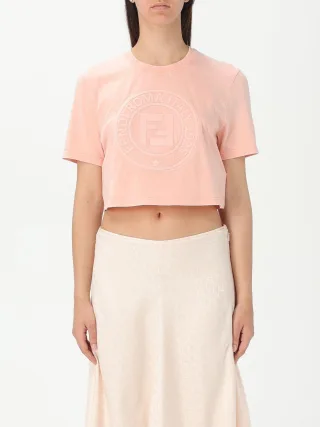 Kurz geschnittenes T-Shirt mit gesticktem Logo