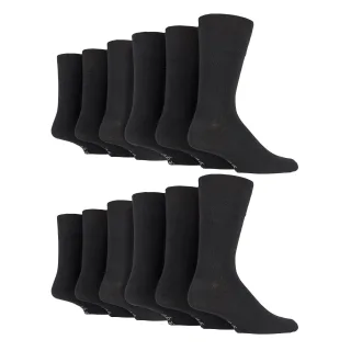 12 Paar Herren Sanftgriff Socken mit weitem Oberteil | Extra breite, elastikfreie Socken