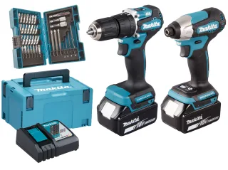 Makita Akku-Set 18V (DTD157Z + DHP487Z + DC18RC + 2x BL1830B) im MAKPAC- DLX2414JX4