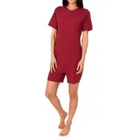 Normann Pyjama Damen Pflegeoverall kurzarm Einteiler mit Reißverschluss am Bein