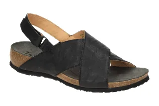Think Sandalette JULIA_936 Damen Schwarz Echtleder Keilabsatz Klettverschluss
