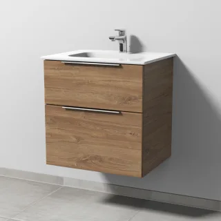 Sanipa 3way Keramik-Set Design Keramik-Waschtisch und Unterbau mit 2 Auszügen, Eiche-Kansas UM47959