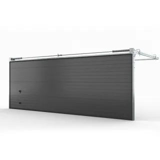 Garagentor 6 m breit, Doppelgarage, 6000 x 2100 mm, elektrisch, mit Motor, Woodgrain, RAL 7016 Anthrazitgrau, nach Maß