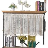 Agger Scheibengardine Boho-Spitzengardine, kurz, für Küchenfenster über der Spüle (1 St), Vintage-Gardine, gehäkelt, böhmisch, handgefertigt mit Quasten