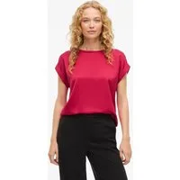 Vila Kurzarmshirt VIELLETTE S/S SATIN TOP - NOOS Kunstfaser, regular fit