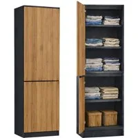 Home Collective Kleiderschrank Garderobenschrank Mehrzweckschrank Schrank platzsparend & vielseitig (50x40x180,5 cm (BxTxH), ideal für Schlafzimmer Flur & Arbeitszimmer) mit 2 Türig & 5 Einlegeböden in anthrazit-eiche